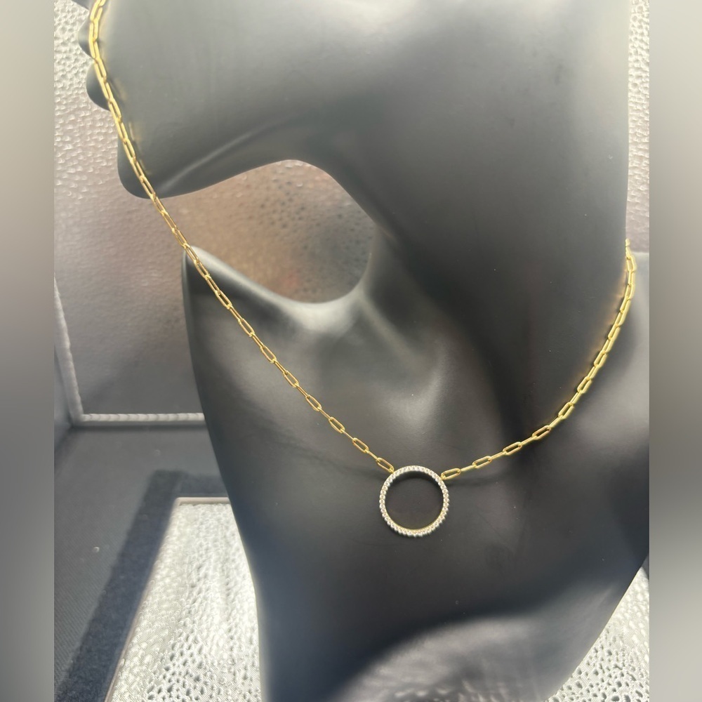 Elegant Sterling Silver Gold Chain With Circle Of Love Necklace